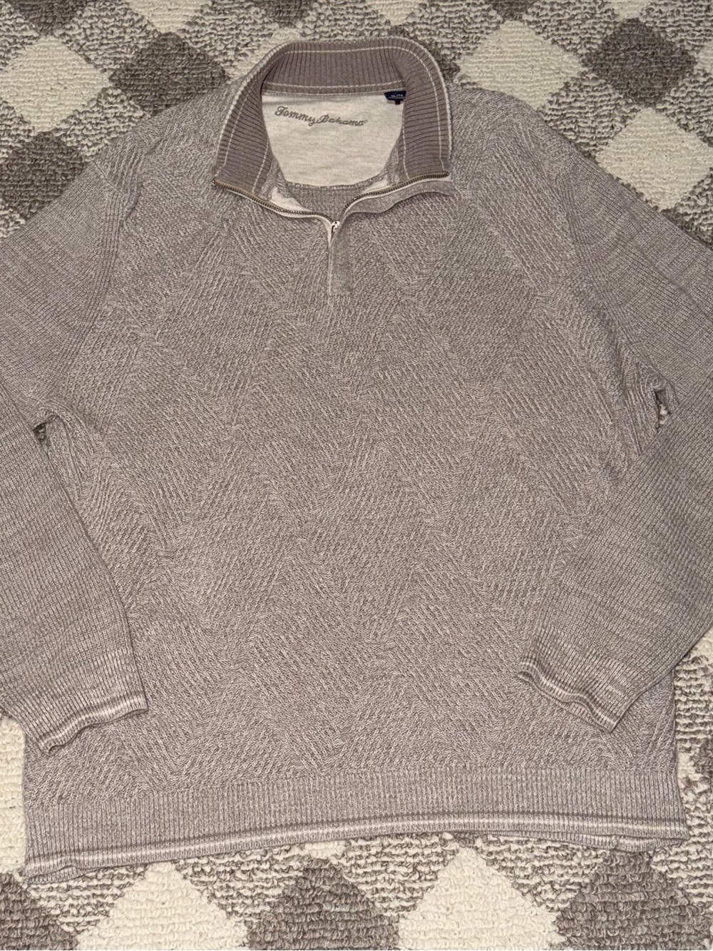 Tommy Bahama Men's Taupe Zip-Neck Knit Sweater